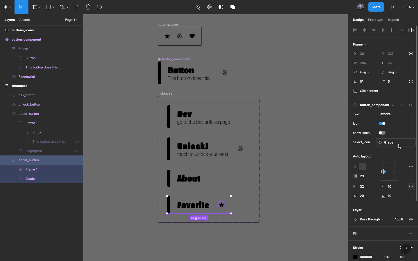 Swap between components using an instance swap property