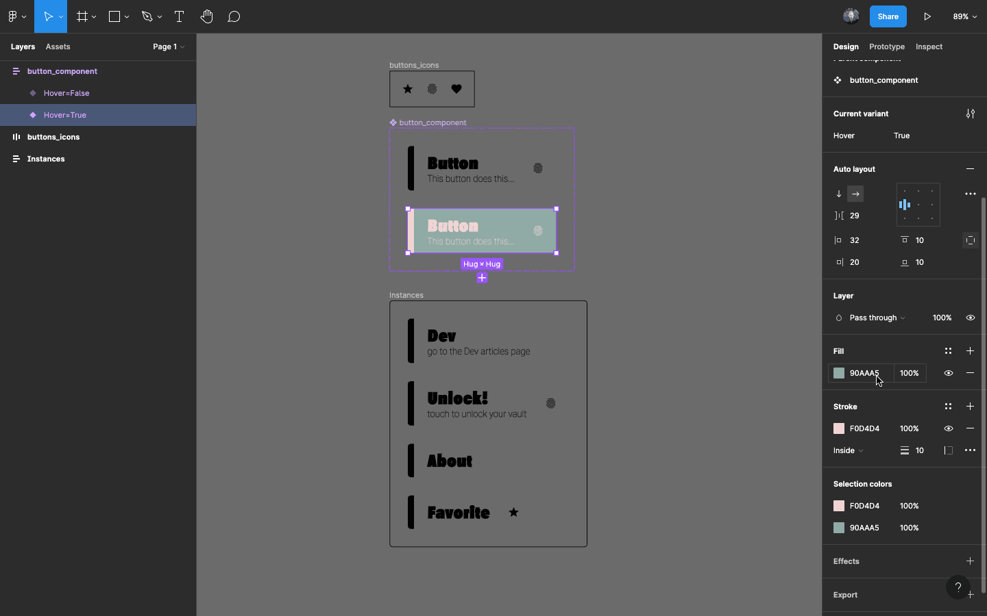 How to add a hover variant in Figma