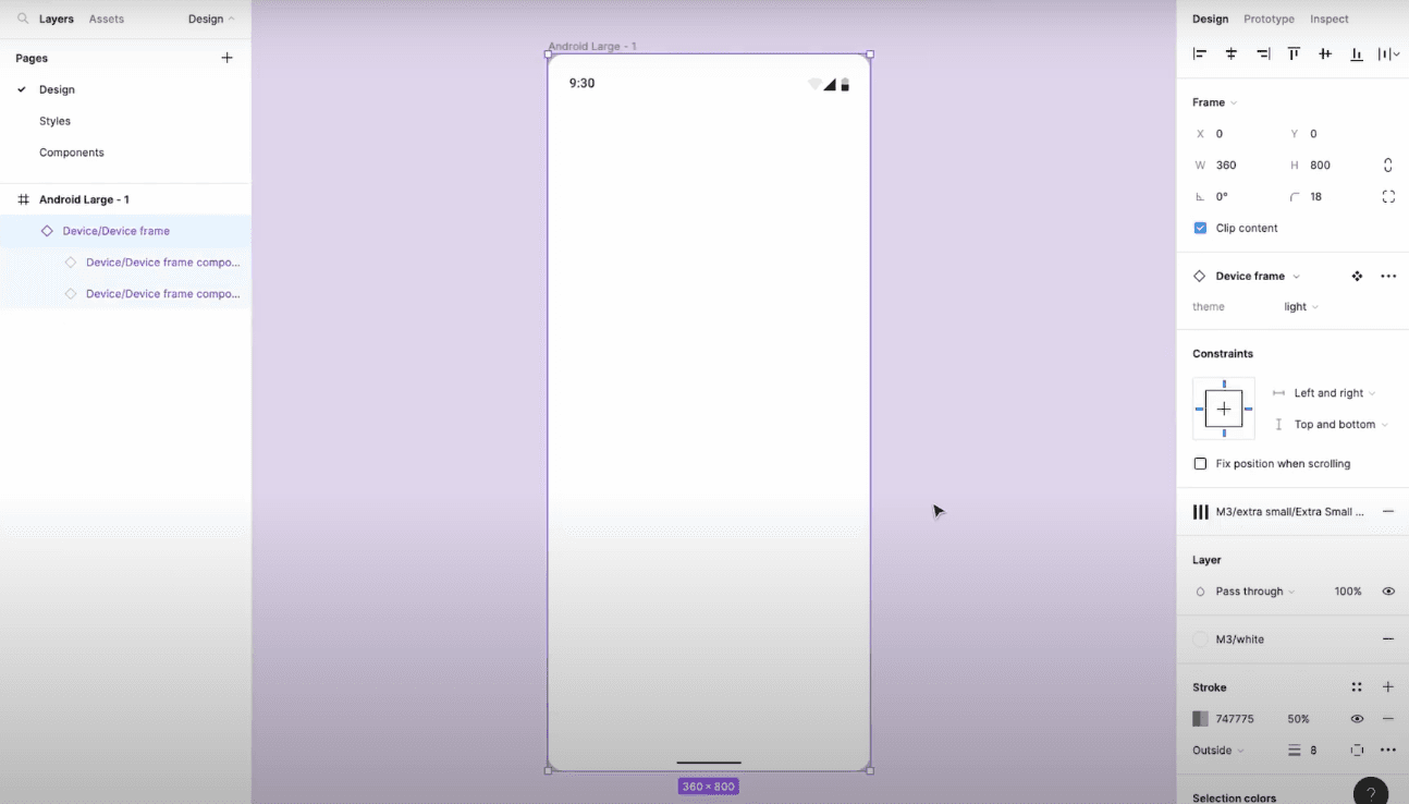 Adding a device inside a frame in Figma